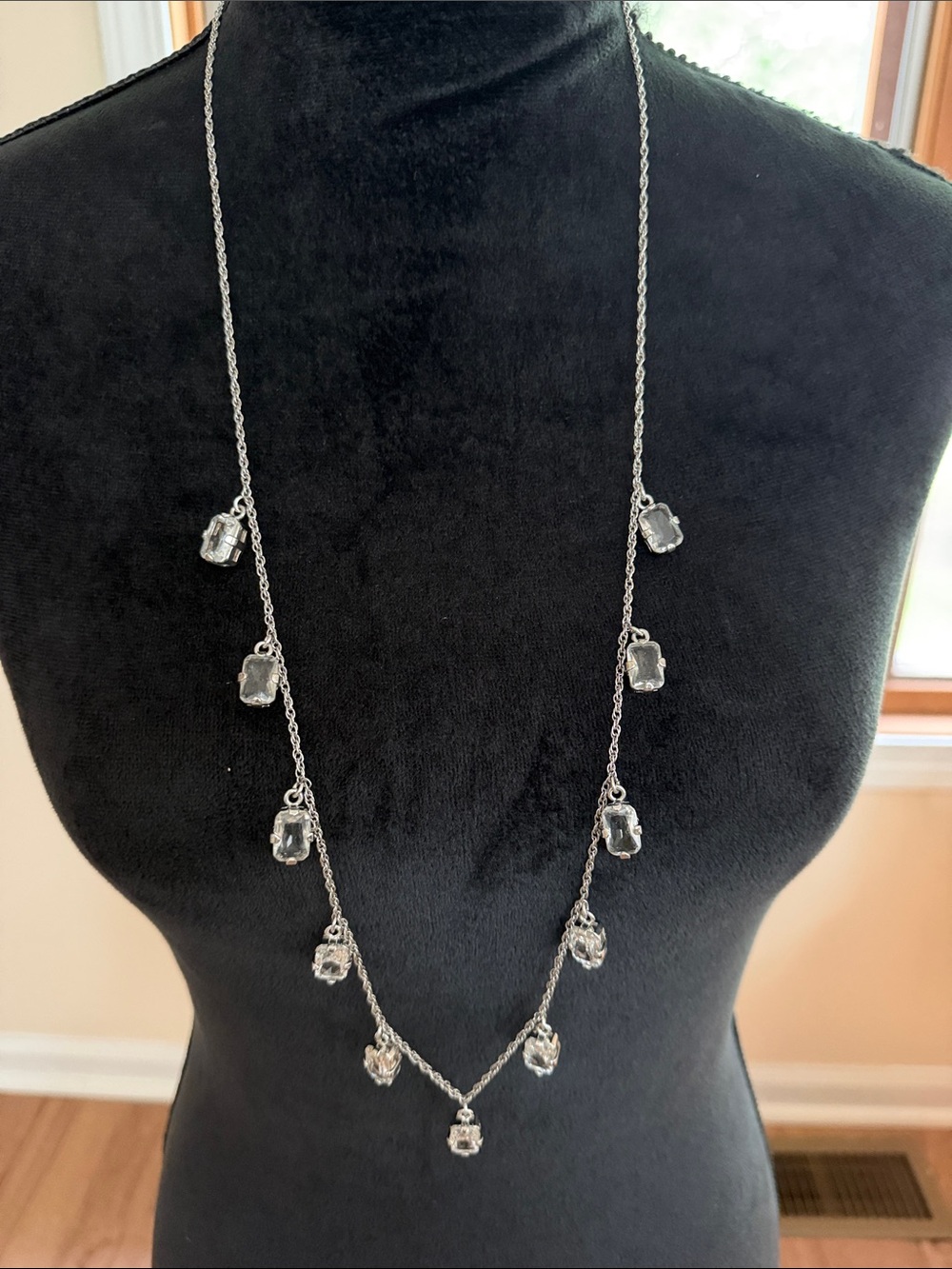 Ann Taylor Silver-Tone Clear Crystal Drop Necklace